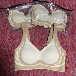 Women's Cream and Tan Bra Bundle of 3 - SIZE MEDIUM